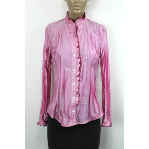 Beluva San Francisco Women's Button-Up Blouse Pink Crinkle Size Small USA
